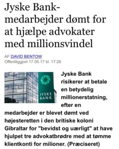 Jyske bank dømt for at hjælpe med million svindel www.banknyt.dk